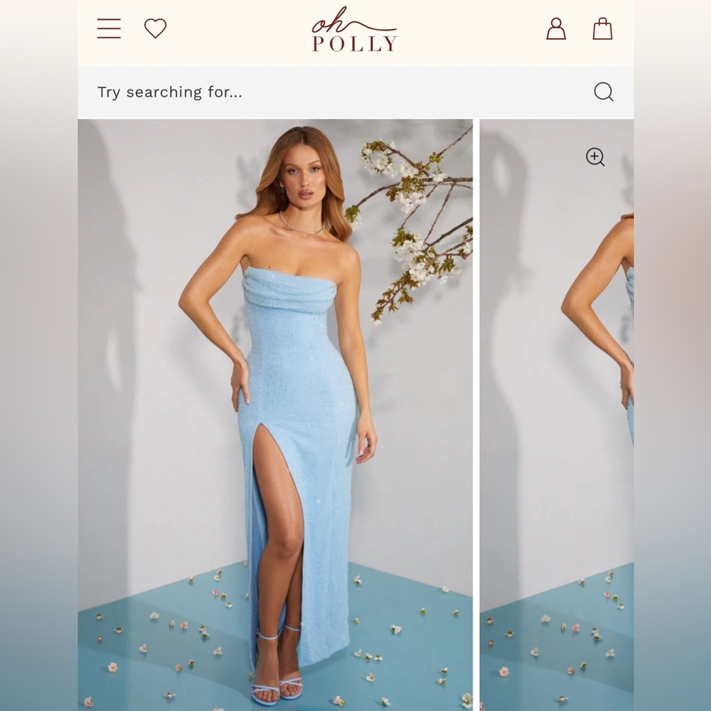 Oh Polly Light Blue Strapless Maxi Dress